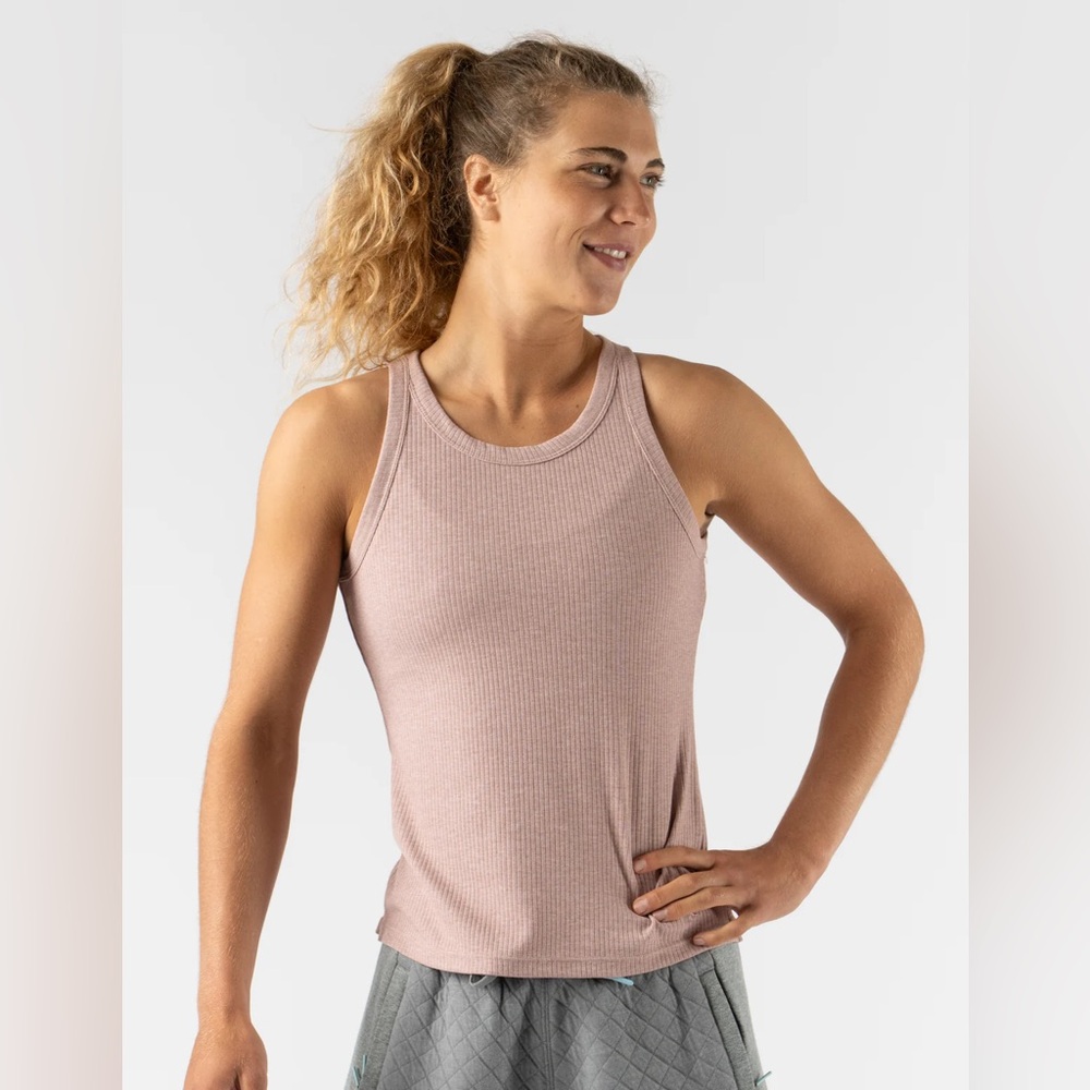 Rabbit Off The Track Pink Ribbed Tank Top